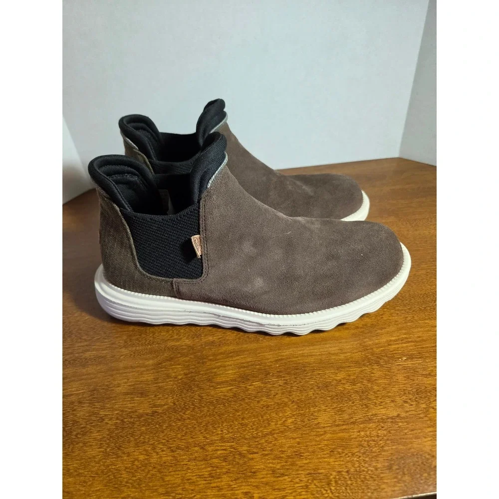 Hey Dude Branson Boot Suede Coffee Brown Womens 11 Slip On Chelsea 40389-21Q